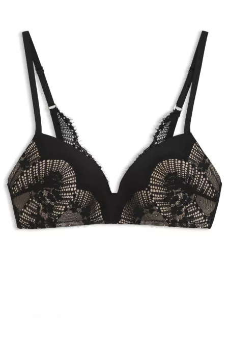 Padded bra in lace and mesh