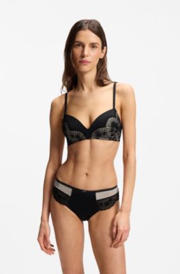 Low-rise briefs in lace and mesh, Black