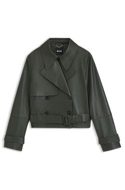 Leather jacket with trench styling