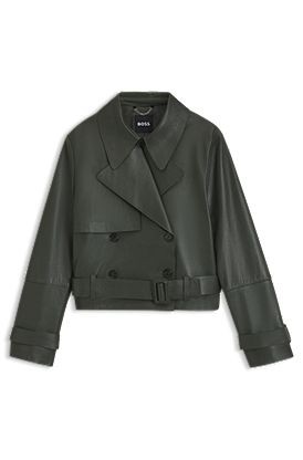 Leather jacket with trench styling