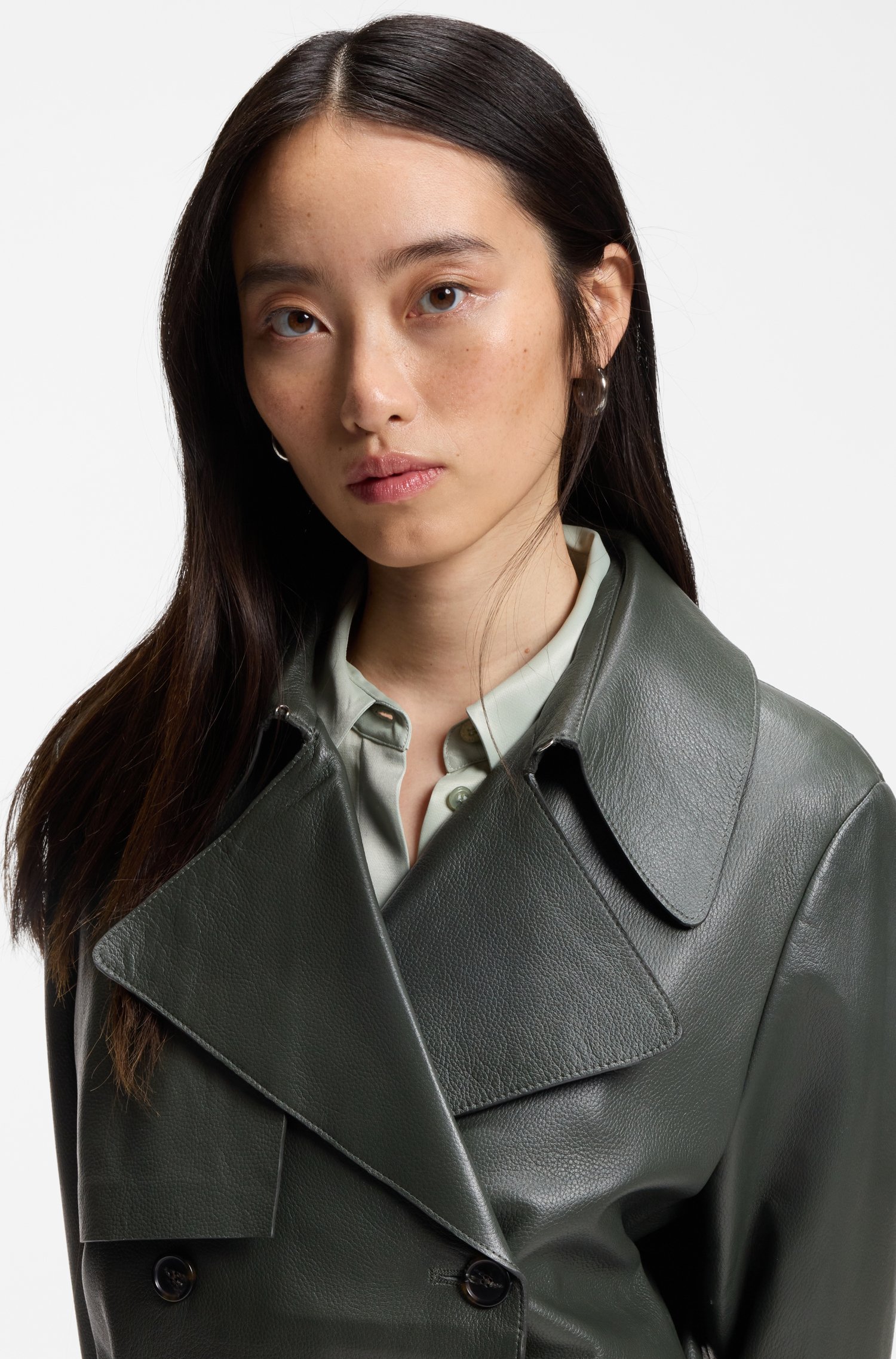 Boss Leather jacket with trench styling jackor dam – bild 3