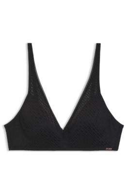 Super-soft lace bralette with gold plaque, Black