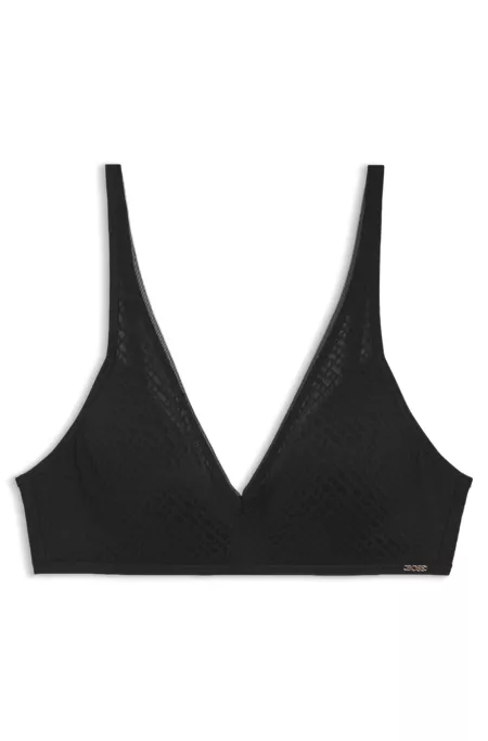 Super-soft lace bralette with gold plaque
