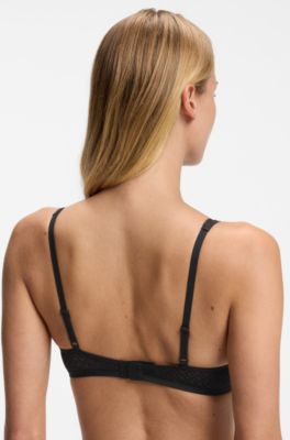 Super-soft lace bralette with gold plaque, Black