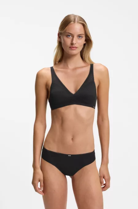 Super-soft lace bralette with gold plaque