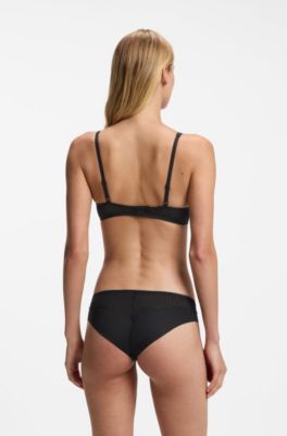 Super-soft lace bralette with gold plaque, Black