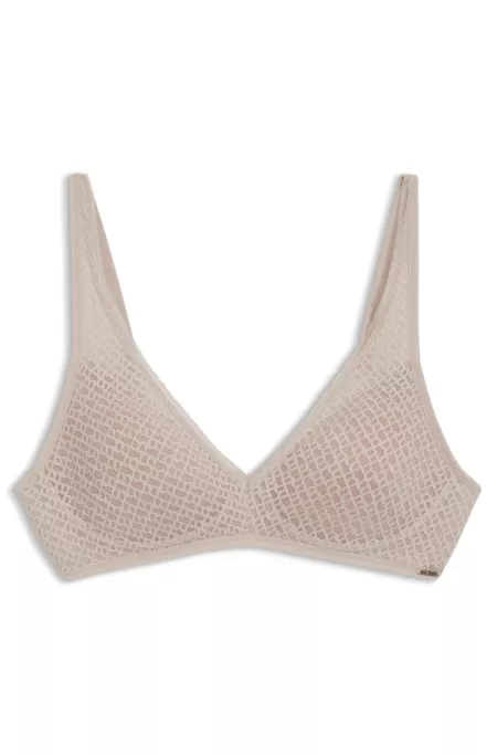 Super-soft lace bralette with gold plaque