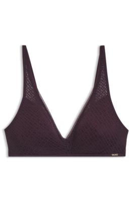 Monogram-lace bralette, Dark Purple