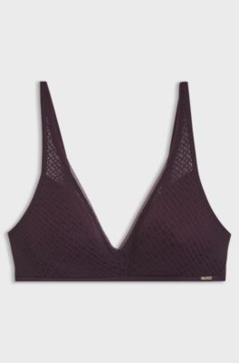 Monogram-lace bralette, Dark Purple