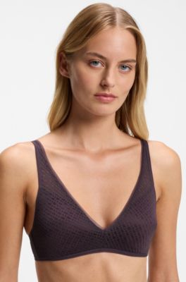 Monogram-lace bralette, Dark Purple