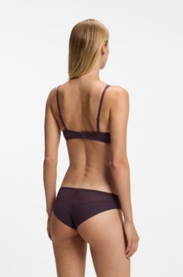 Monogram-lace bralette, Dark Purple