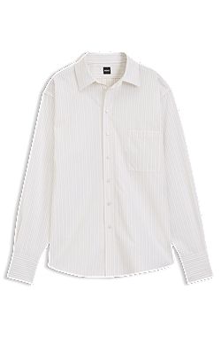 Relaxed-fit blouse in striped cotton poplin