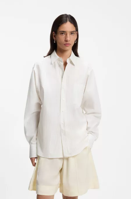 Relaxed-fit blouse in striped cotton poplin