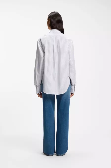 Relaxed-fit blouse in striped cotton poplin