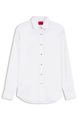 Hugo Slim-fit shirt in structured cotton poplin kostymskjortor herr – bild 4