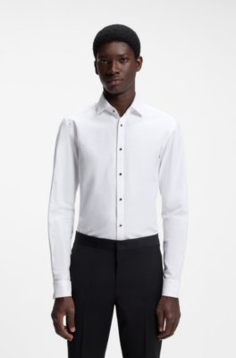 Slim-fit shirt in structured cotton poplin
