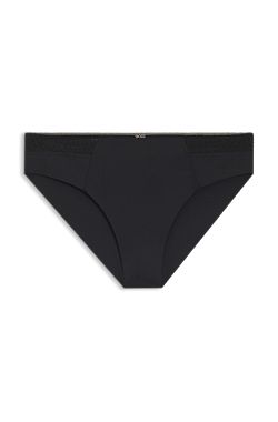 Low-rise briefs with gold plaque and lace monogram