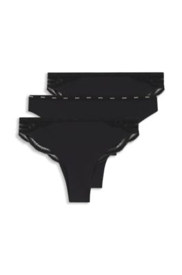 Low-rise briefs with premium lace detailing, Black