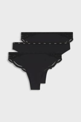 Low-rise briefs with premium lace detailing, Black