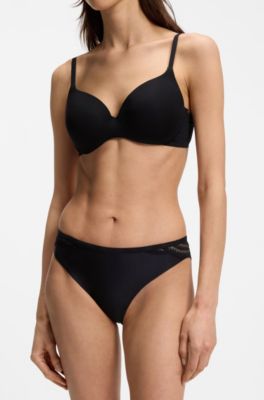 Low-rise briefs with premium lace detailing, Black