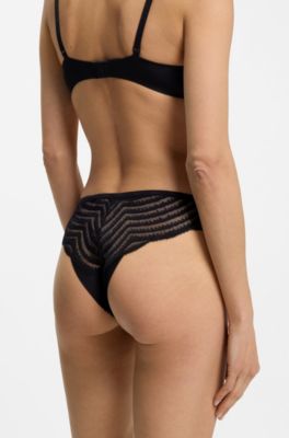 Low-rise briefs with premium lace detailing, Black