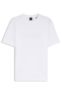 Regular-fit T-shirt in cotton with logo print, White