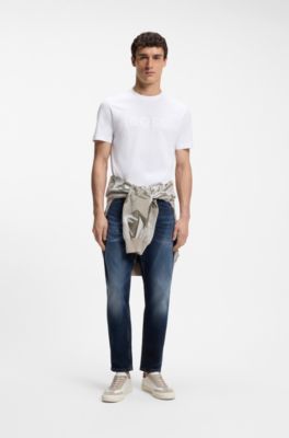 Cotton T-shirt with large tonal logo, White