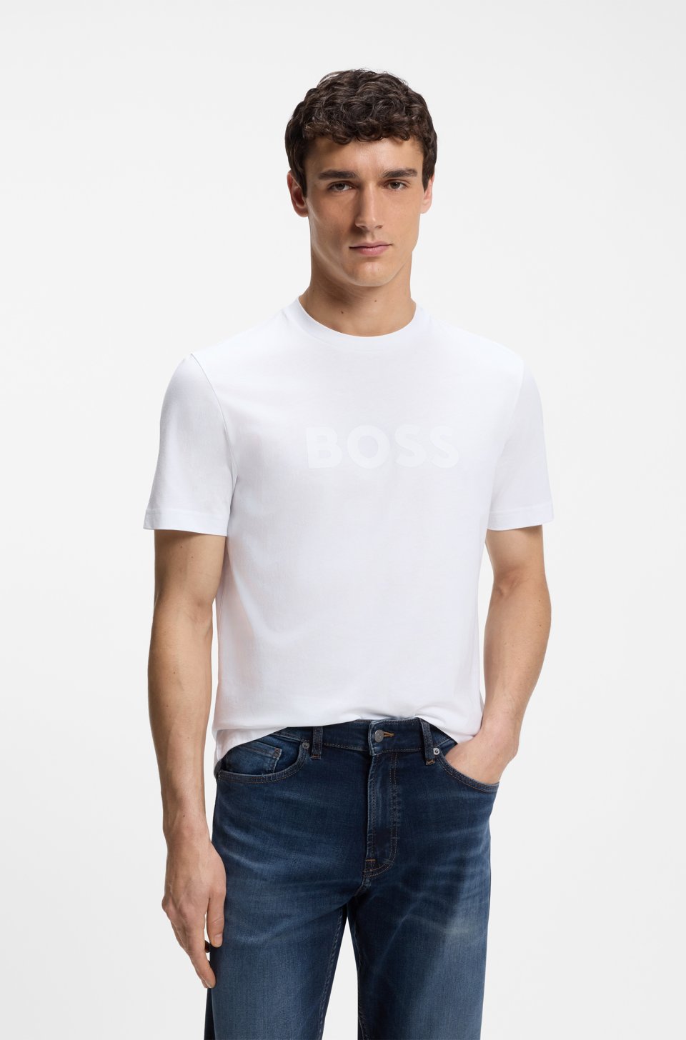 Cotton T-shirt with large tonal logo