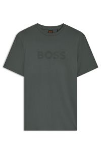 Regular-fit T-shirt in cotton with logo print, Dark Grey