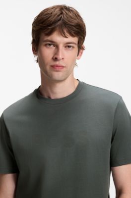 T-shirt in cotone con logo tono su tono di grandi dimensioni, Grigio scuro
