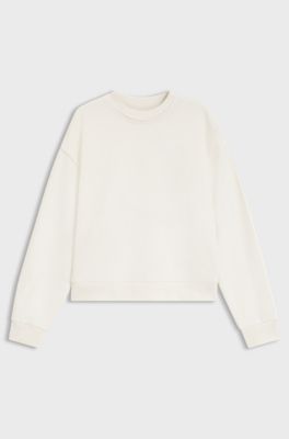 Relaxed-fit cotton sweatshirt with logo embroidery, Natural