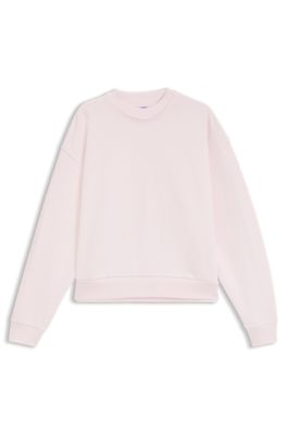 Relaxed-fit cotton sweatshirt with logo embroidery, light pink