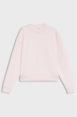 Relaxed-fit cotton sweatshirt with logo embroidery, light pink