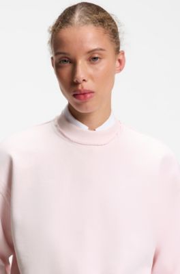 Relaxed-fit cotton sweatshirt with logo embroidery, Light Pink