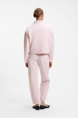 Relaxed-fit cotton sweatshirt with logo embroidery, light pink