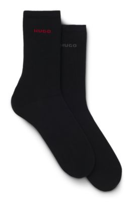 Two-pack of regular-length cotton-blend logo socks, Black