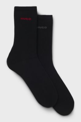 Two-pack of regular-length cotton-blend logo socks, Black