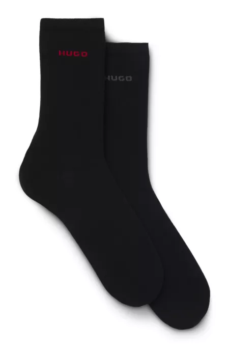 Lot de deux paires de chaussettes mi-hautes en coton mélangé avec logo