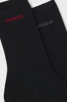 Two-pack of regular-length cotton-blend logo socks, Black