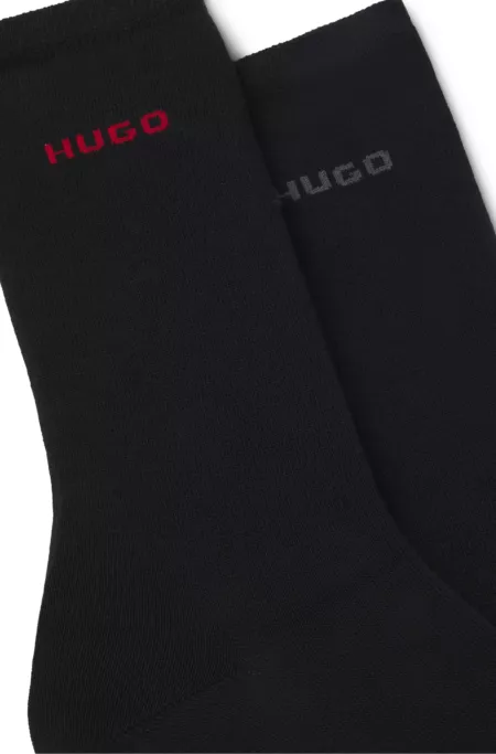 Lot de deux paires de chaussettes mi-hautes en coton mélangé avec logo