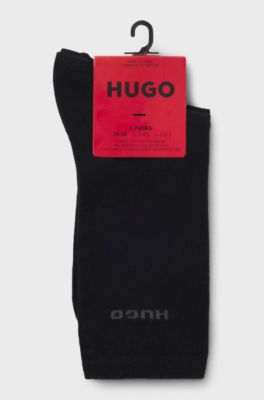 Two-pack of regular-length cotton-blend logo socks, Black