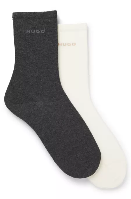 Two-pack of regular-length cotton-blend logo socks
