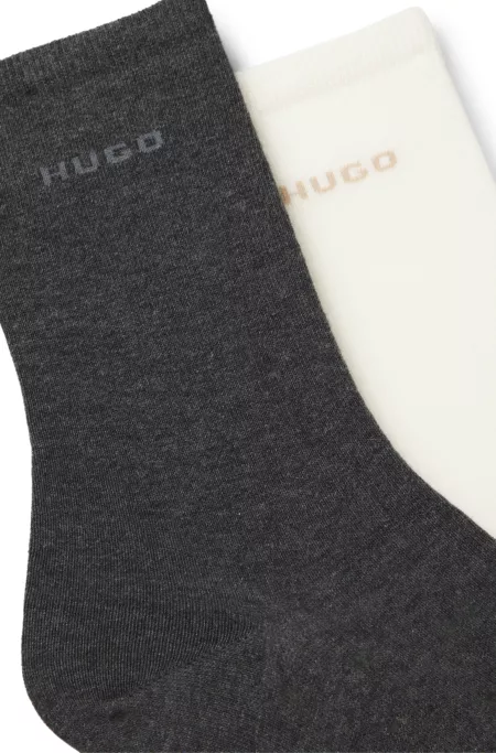 Two-pack of regular-length cotton-blend logo socks