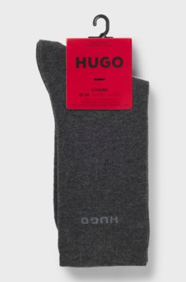 Calze ad altezza regolare in misto cotone con logo in confezione da due, Grigio