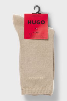 Two-pack of regular-length cotton-blend logo socks, Light Brown