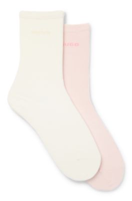 Two-pack of regular-length cotton-blend logo socks, light pink