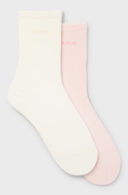 Two-pack of regular-length cotton-blend logo socks, light pink