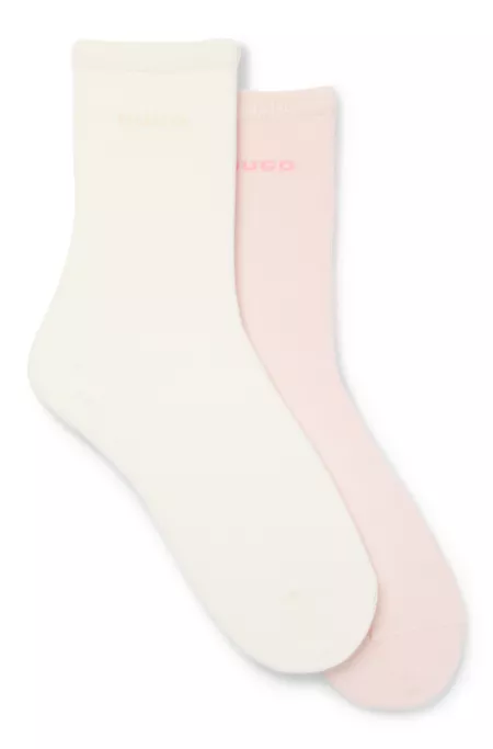 Lot de deux paires de chaussettes mi-hautes en coton mélangé avec logo