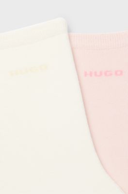 Two-pack of regular-length cotton-blend logo socks, Light Pink