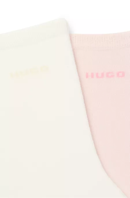 Lot de deux paires de chaussettes mi-hautes en coton mélangé avec logo